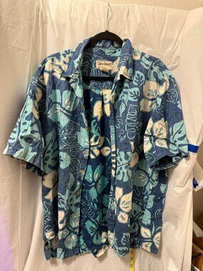 Cooke Street Honolulu Blue Monstera Leaf Aloha Shirt 2XL